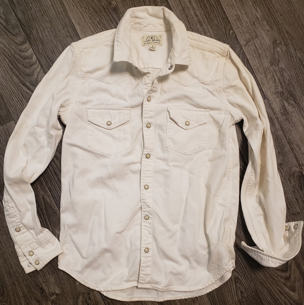 LUCKY BRAND EGG SHELL WHITE WESTERN INSPIRED  L/S Button down shirt | Size Small